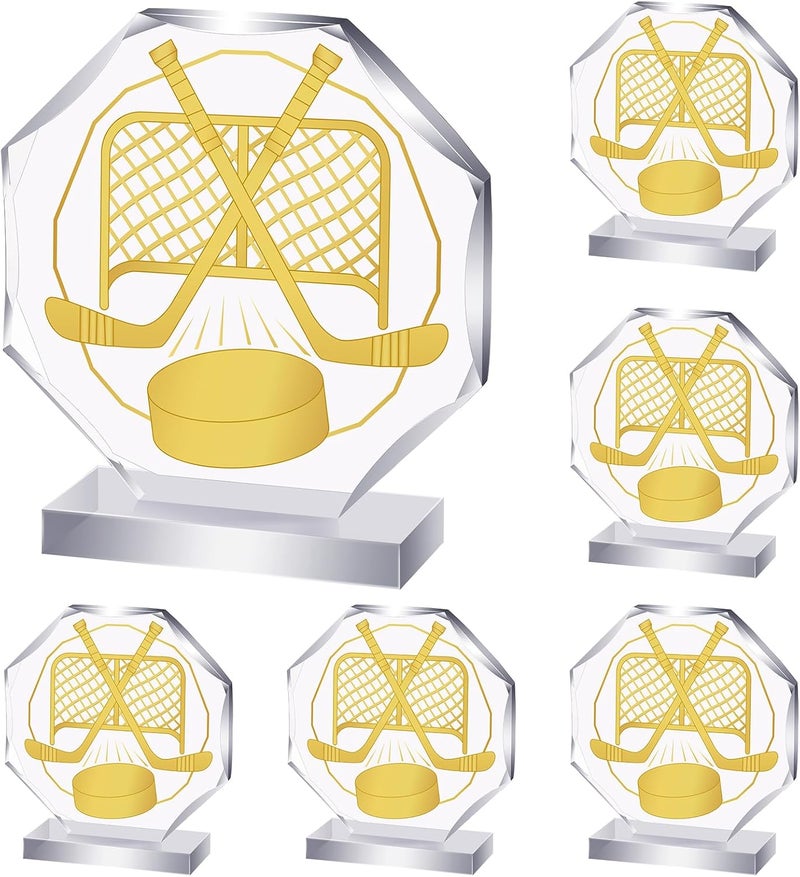 Anglechic 6 Pack Sports Trophy Acrylic Award Medals 4.72 x 4.72 Inch Sports Contest Trophies Bulk Plaques Team Prize Gift Trophies for Competition - Image 1